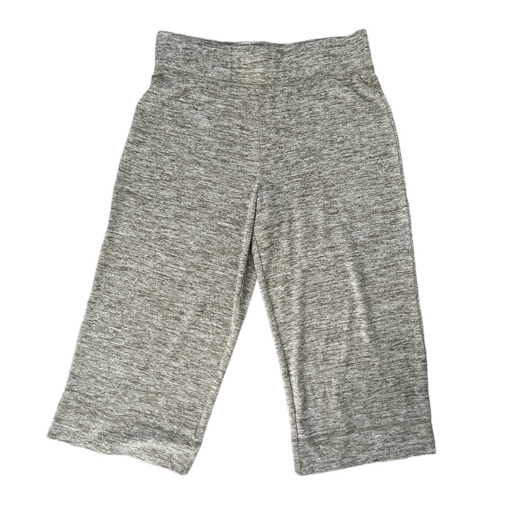 LOGO by Lori Goldstein Wide Leg Crop Gaucho Lounge Pants | Oatmeal | Medium